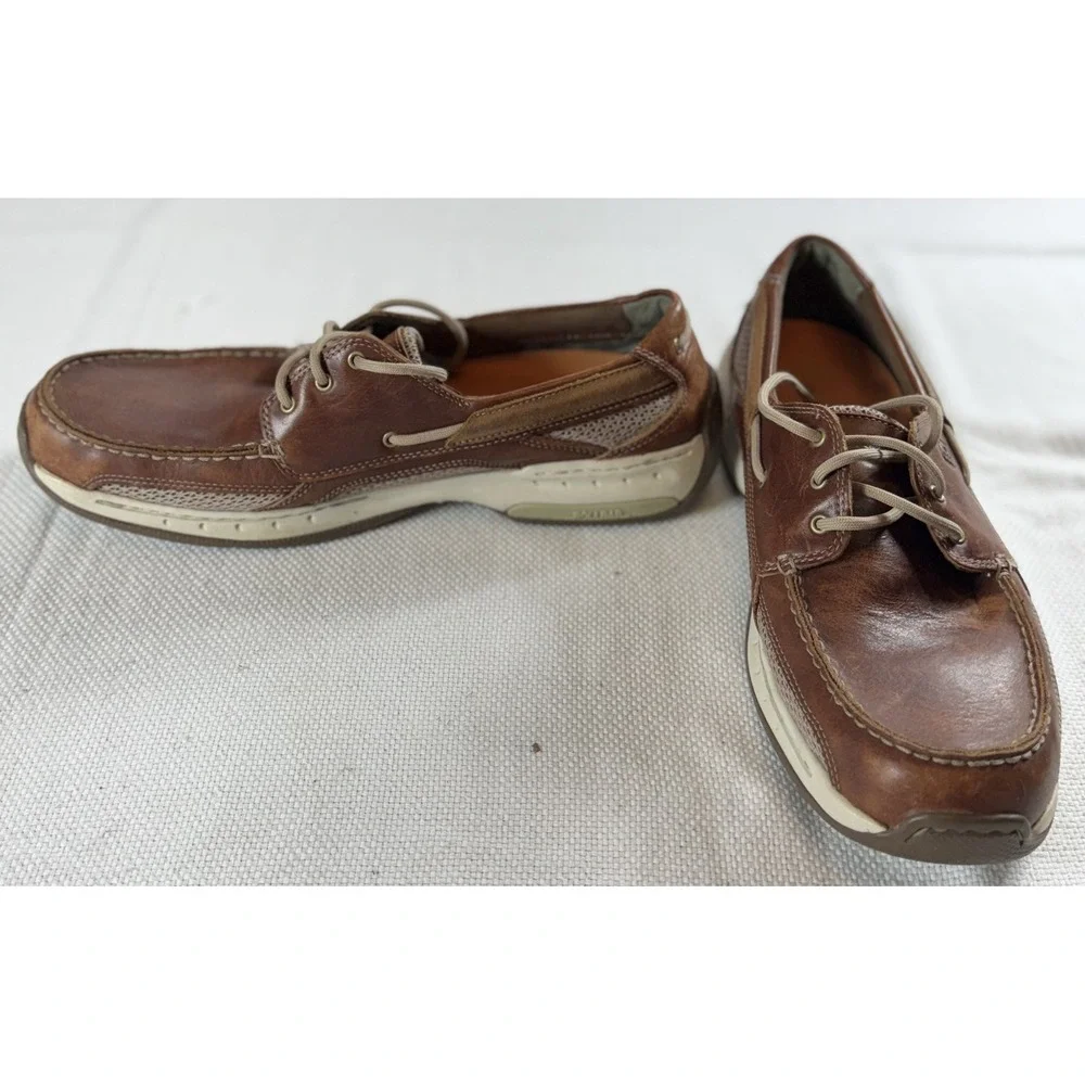 Dunham Shoes Mens Size 11.5 D Brown Leather Boat Style Walking‎ Comfort Rollbar